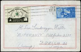 Ed. 1182 + Viñeta. - Carta Cda De “Barcelona 20/06/56” A Zurich Con Viñeta Esperantista. Lujo. - Nuevos