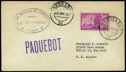 Sello USA 1955.Barcelona. Fechador “Barcelona 22/01/55” + Marca “Cia Marítima Del Nervión. B/M. Mar Catábrico” - Unused Stamps