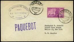 Sello USA 1955.Barcelona. Fechador “Barcelona 22/01/55” + Marca “Cia Marítima Del Nervión. B/M. Mar Catábrico” - Nuevos