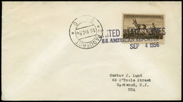 Sello USA 1956.Bilbao. Fechador “Paquebot 18/12/56.Bilbao” + Marca “USS American Reporter” Ex Aracil. - Unused Stamps