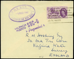 Sello Inglés 1961.Valencia. Carta Con Rodillo De Valencia Sobre Sello Inglés Y Cdo Con Marca “RMS And 9/3/61” - Nuevos