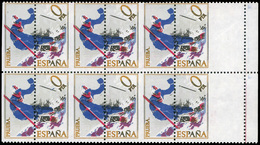 *** Bl. 6 1977. Precioso Bloque De 6 “Prueba” + “0 Pta” Dentado Totalmente Desplazado. Importante Variedad. - Unused Stamps