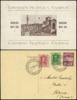 Ed. TP 8+España 312-314 - 1930. Tarjeta Especial Ilustrada Del Congreso Filatélico Nacional - Barcelona