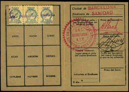 Ed. 0 1602(3) Carnet De Cotización Con 3 Valores En Azul. Muy Interesante. - Verschlussmarken Bürgerkrieg