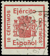Ed. 0 S/Cat. “Pro Ejército Español. 10Cts.” Rojo. Fechador 22/Oct/36. Rarísima Viñeta Publicitaria. No Reseñado. - Spanish Civil War Labels