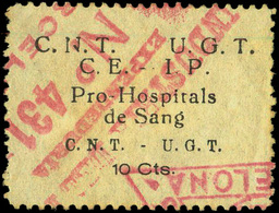 Ed. 0 1042 “Pro Hospital Sangre. 10Cts.”Muy Raro - Viñetas De La Guerra Civil