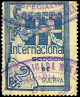 Ed. 0 1211 “S.R.I. Sección De Guerra. 2 Ptas.” (azul) Usado. Raro. - Spanish Civil War Labels