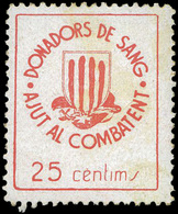 Ed. * 3454 Edifil “Ajut Al Combatent 25Cts.” Rojo.Raro. - Spanish Civil War Labels
