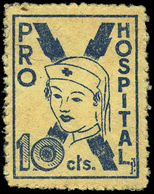 ** S/Cat. “Pro Hospital 10Cts.” Azul. Escaso. - Spanish Civil War Labels