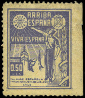 ** 335 Afinet 1939. Chile. “Arriba España. 0’50 Cts. Falange Española En Chile” - Vignetten Van De Burgeroorlog