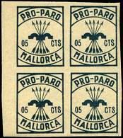 Ed. *** All.31 Bl.4 Baleares.MALLORCA. “Pro Paro 5Cts.” Variedad Sin Imprimir Emblema Requeté. Muy Raro. - Spanish Civil War Labels