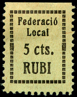 Ed. * All. 1 Barcelona.RUBI. “Federació Local 5Cts” - Spanish Civil War Labels