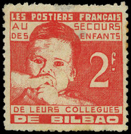 Ed. * 5 Euzkadi.BILBAO. “Pro Infancia 2Fr.” Color Rojo. Muy Raro - Spanish Civil War Labels