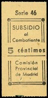 Ed. ** All. 22 MADRID. “Subsidio Al Combatiente” - Vignetten Van De Burgeroorlog