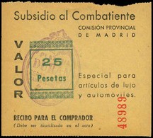 Ed. ** All. 33 MADRID. “25 Pesetas. Subsidio Al Combatiente” Raro. - Viñetas De La Guerra Civil