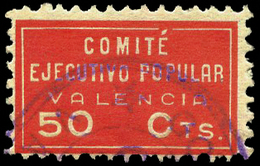 Ed. 0 39 VALENCIA. “50Cts. Comité Ejecutivo Popular” Lujo. Muy Raro. - Spanish Civil War Labels