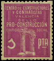 Ed. ** 98 VALENCIA. 1 Ptas. Muy Raro. - Spanish Civil War Labels