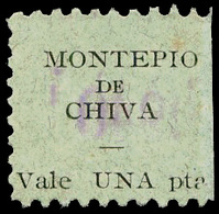 * S/Cat. Valencia.CHIVA. “Pro Montepio De Chiva 1 Ptas.” Color Verde. Raro. - Vignetten Van De Burgeroorlog