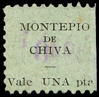 * S/Cat. Valencia.CHIVA. “Pro Montepio De Chiva 1 Ptas.” Color Verde. Raro. - Vignettes De La Guerre Civile
