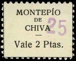 ** S/Cat. Valencia.CHIVA. “2 Ptas. Montepio De Chiva” No Cat. En Allepuz. Lujo. - Spanish Civil War Labels