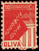 Ed. * 3 Valencia.CHIVA. “Asistencia Social 10Cts.” - Spanish Civil War Labels