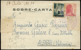 Ed. T.P+752+Barna 19 - Carta Cda De Barcelona A Alfafar(Valencia) Mat. Fechador “Correo Militar 17/Jul/1938 - Republican Issues