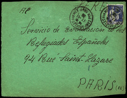 Frontal 1939. “Camp D’Argeles Sur Mer 17-11-39” Y Cda Al S.E.R.E. Servicio De Evacuación De Auxilio A Los Republicanos - Military Service Stamp