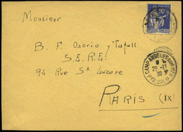 Frontal 1939. “Camp Argeles Sur Mer 28-11-39” Y Cda Al S.E.R.E. En Paris, Primer Organismo De Auxilio A Los Republicanos - Militaire Vrijstelling Van Portkosten