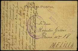 T.P. Tarjeta Cda Desde El Frente A Melilla Con Marca “Grupo De Fuerzas Regulares Indígenas De Melilla.Mando” 1/1/1937 - Nationalistische Ausgaben