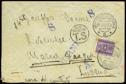 1938. Carta Cda Sin Sellos Y Tasada A La Llegada, Con Sello Y Marca “PR. Poste T.S.” Con Fechador “Uff. Postale…" - Lettres & Documents