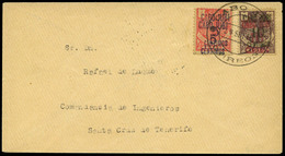 Ed. 1hh+2hh - 1916. Carta Cda De Cabo Juby A Sta. Cruz De Tenerife. Sellos Doble Habilitación. Al Dorso Llegada - Cape Juby