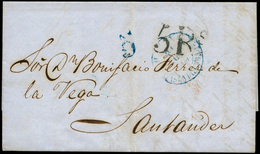 PE 12II 1854. Carta Entera Cda A Santander (doble Marca Porteo En Cuba Y En España).Lujo. - Cuba (1874-1898)