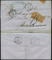 Havana 75 Carta Fechada En La Habana 10/08/55 A Burdeos, Cda Con Marca De Agencia Postal Inglesa - Kuba (1874-1898)