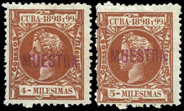 Ed. ** 154/8 Sobrecarga “Muestra”. Cat.+250€ - Cuba (1874-1898)