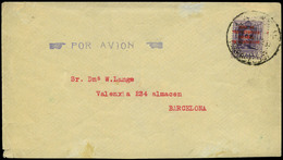 Ed. 85 - 1926. Carta Cda Correo Aereo De Larache A Barcelona. Marca Lineal “Por Avion” 3/Abr/26. Preciosa Y Rara. - Marruecos Español