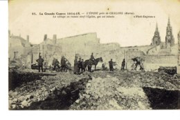 Cpa Grande Guerre , L'Epine Près De Chalons. Le Village En Ruine Sauf L'église. - Châlons-sur-Marne