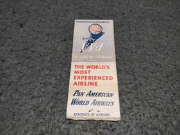 ANTIQUE MATCHBOX MATCHES LABEL ADVERTISING PAN AMAERICAN WORLD AIRWAYS UNITED STATES - Scatole Di Fiammiferi