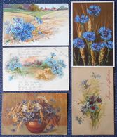 Cpa Lot 5x Litho Relief Illustrateur Voeux Art Nouveau Klein Stehli A&MB KVIB Fleurs Epis Et  Bleuet  1900 1903 1907 - Colecciones Y Lotes