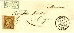 PC 580 / N° 1 Exceptionnelle Nuance Bistre-brun Très Foncé, Très Belles Marges Et Bdf Càd T 14 CAHORS (44) Sur Lettre Lo - 1849-1850 Cérès