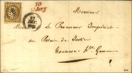 PC 3129 / N° 1 Bistre-brun, Belles Marges Cursive Rouge 30 / St-Jory Sur Lettre Locale Pour Toulouse, Dateur B. 1852. -  - 1849-1850 Ceres