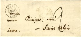 Càd T 15 ANGERS (47) 1 JANV. 49 Taxe Tampon 2 Sur Lettre Pour Saint Calais, Au Verso Càd T 12 St CALAIS (71) 2 JANV. 184 - 1849-1850 Cérès