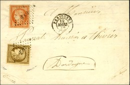 PC 2402 / N° 1 Bistre-brun Très Foncé + N° 5 Belles Marges Càd T 15 PERIGUEUX (23) Sur Lettre 2 Ports Pour Thivier. 1852 - 1849-1850 Cérès