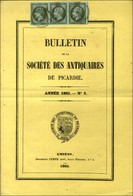 Càd T 15 AMIENS (76) / N° 11 Bande De 3, Belles Marges Sur Bulletin De La Société Des Antiquaires De Picardie. 1861. - T - 1853-1860 Napoleon III