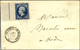 PC 1340 / N° 14 Bleu Très Foncé, Grand Bdf Et Filet D'encadrement Interrompu Dans La Partie Inférieure Càd T 15 FRESNES- - 1853-1860 Napoléon III.