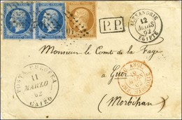 PC 3704 / N° 13 + 14 Paire Belles Marges Càd ALEXANDRIE / EGYPTE 12 MARS 62, Au Recto Grand Cachet POSTA EUROPEA / CAIRO - 1853-1860 Napoleon III