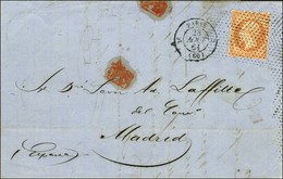 Rouleau De Pointillés / N° 16 Piquage Susse Càd PARIS (60) Sur Lettre Pour Madrid. 1861. - TB / SUP. - 1853-1860 Napoleon III