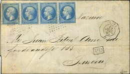 Ancre / N° 22 Bande De 4 Càd Octo CUBA / * 19 JUIL. 65 Sur Lettre Avec Texte Daté De Santiago De Cuba Pour Bordeaux. - T - 1862 Napoleon III