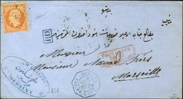 Ancre Bleue / N° 23 Càd Octo Bleu MERSINA / PAQ.FR. X N° 5 Sur Lettre De Mersina Pour Marseille. 1867. - TB / SUP. - R. - 1862 Napoleon III