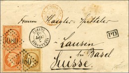 GC 5080 / N° 21 + 23 (2) Càd ALEXANDRIE / EGYPTE Sur Lettre Pour La Suisse. 1865. - TB / SUP. - 1862 Napoléon III