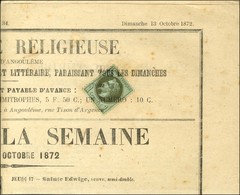 Oblitération Typo / N° 25 Sur Journal Entier ' La Semaine Religieuse '. 1872. - TB / SUP. - R. - 1863-1870 Napoléon III Lauré